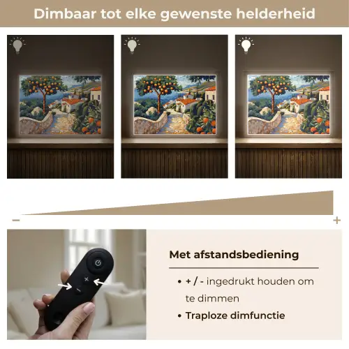 Huizen - Mozaïek - Sinaasappelbomen - Zee Light Box met batterij (Wandlamp) middel -USP_dimbaarNL