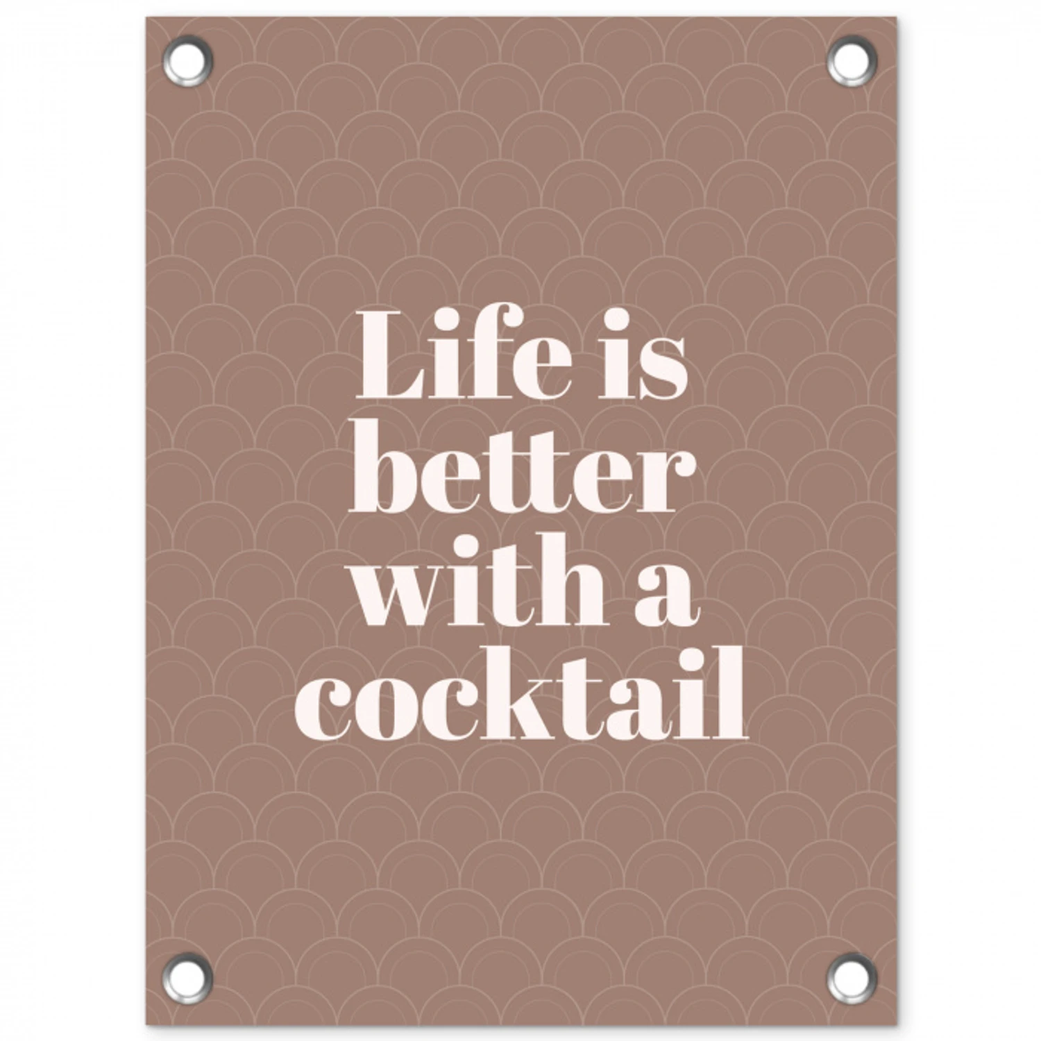 Cocktail - Tekst - Patroon - Wit tuinposter los doek klein -3d