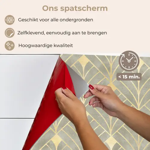 Elegant - Symbool - Goud - Grijsgroen keuken achterwand spatscherm klein 900 -spatscherm_NL