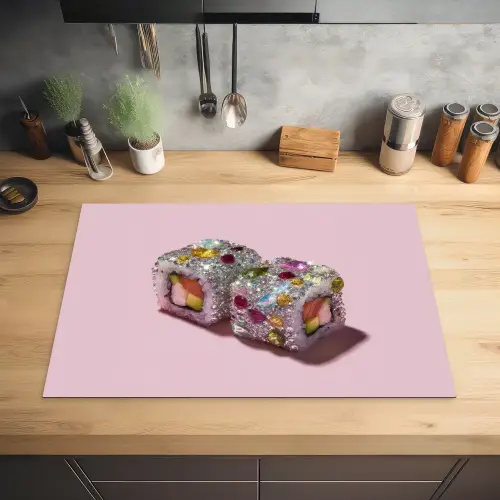 Sushi - Rolletjes - Steentjes - Kleurrijk Inductie beschermer vinyl 3mm klein -sfeer5