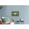 Bloemen - Bladeren - Olijfgroen - Vlinder Muursticker klein -plant