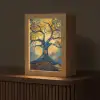 Boom - Levensboom - Blauw - Goud Light Box met kabel (Tafellamp) klein -z3d_website