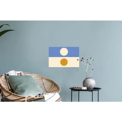Cirkels - Symmetrisch - Wit - Blauw- Geel Muursticker klein -plant