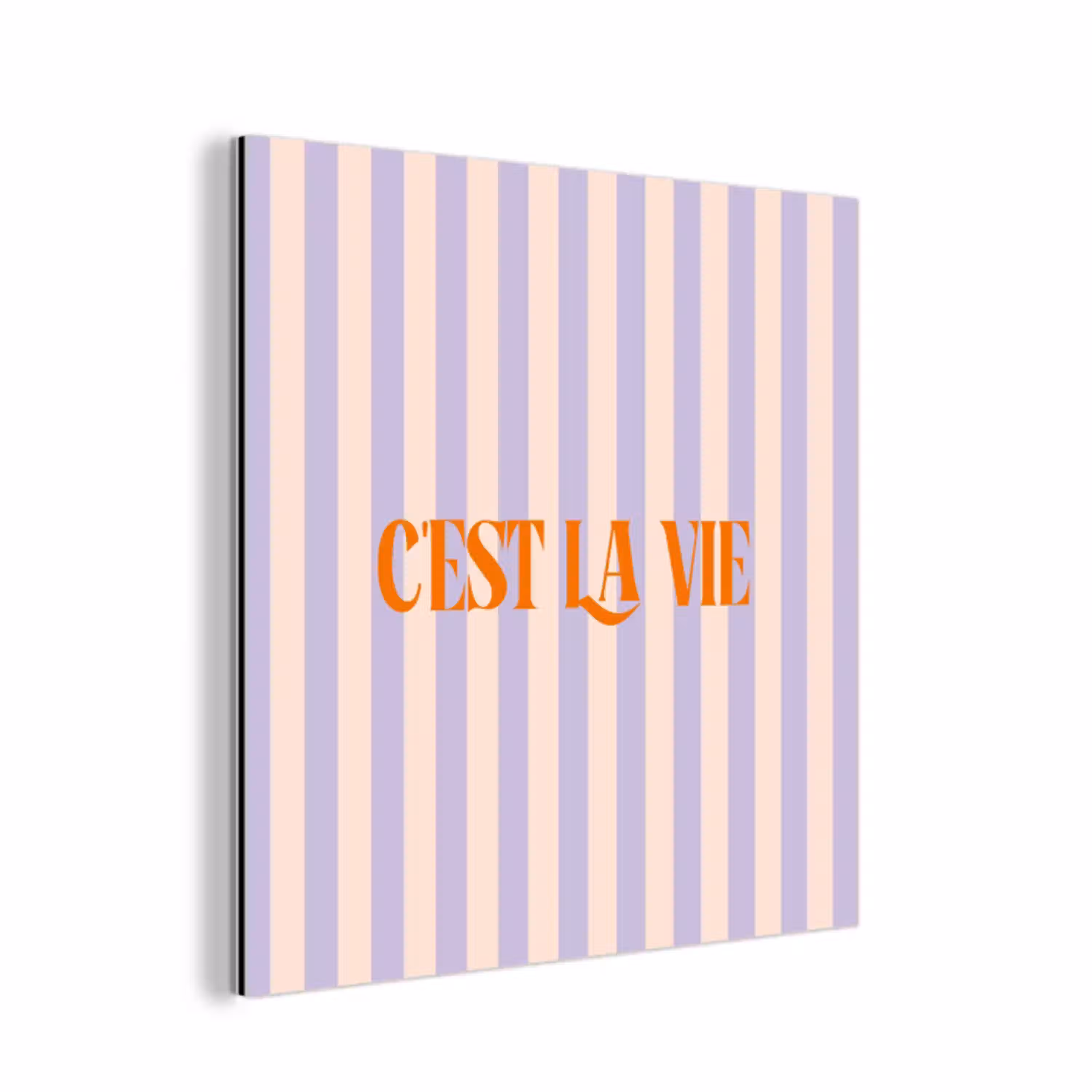 Lila - Oranje - Strepen - C'est La Vie aluminium wit klein -3d