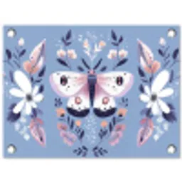 Vlinder - Vleugels - Stippen - Bloemen tuinposter los doek klein -3d