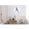 Vogel - Delfts blauw - Illustratie - Bloemen Wandcirkel aluminium klein -woonkamer