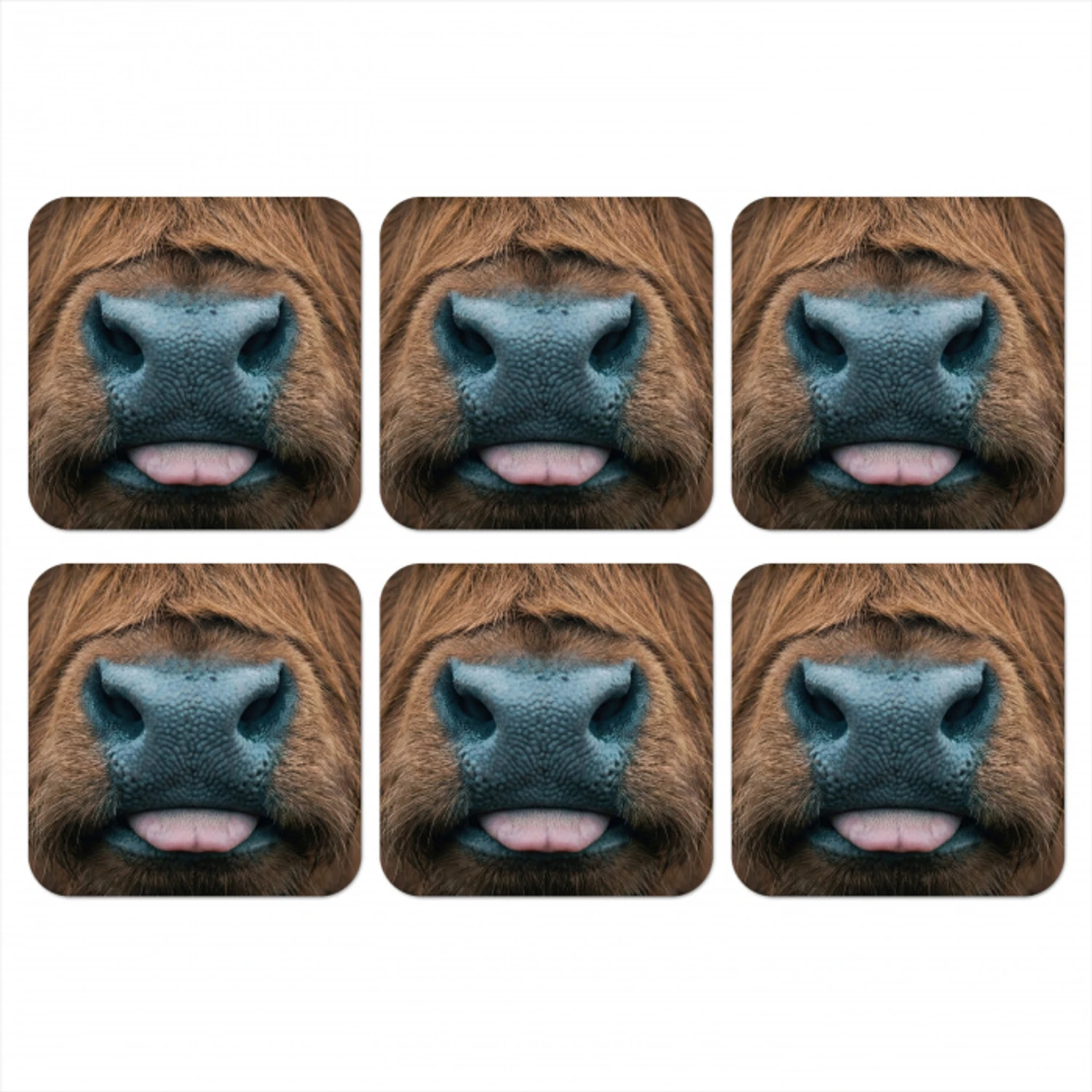 Schotse hooglander - Neus - Bruin onderzetter kurk middel -3d