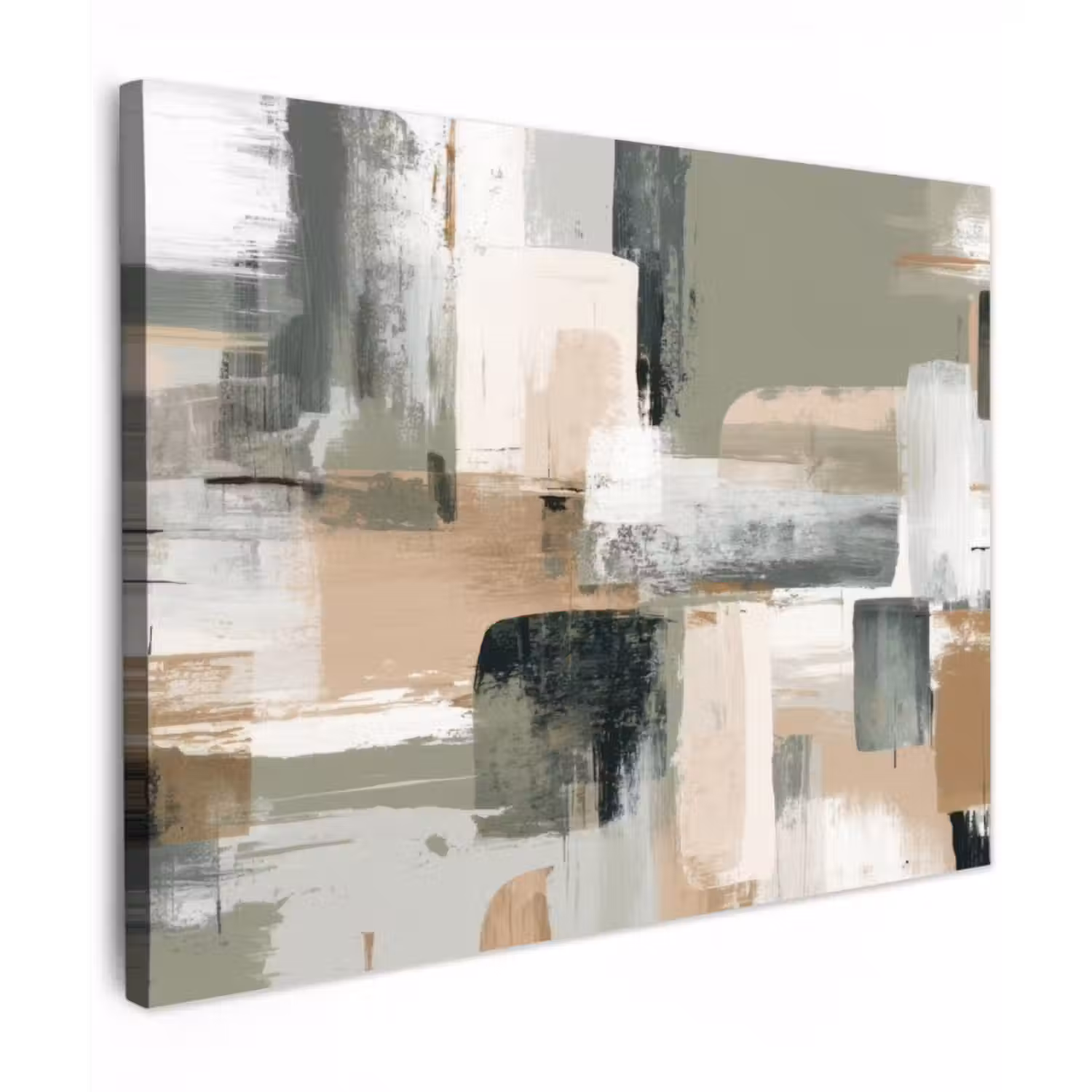 Canvas schilderij - Penseelstreken - Abstract - Aardetinten