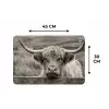 Schotse hooglander - Zwart - Wit - Hout Placemat vinyl groot -specs