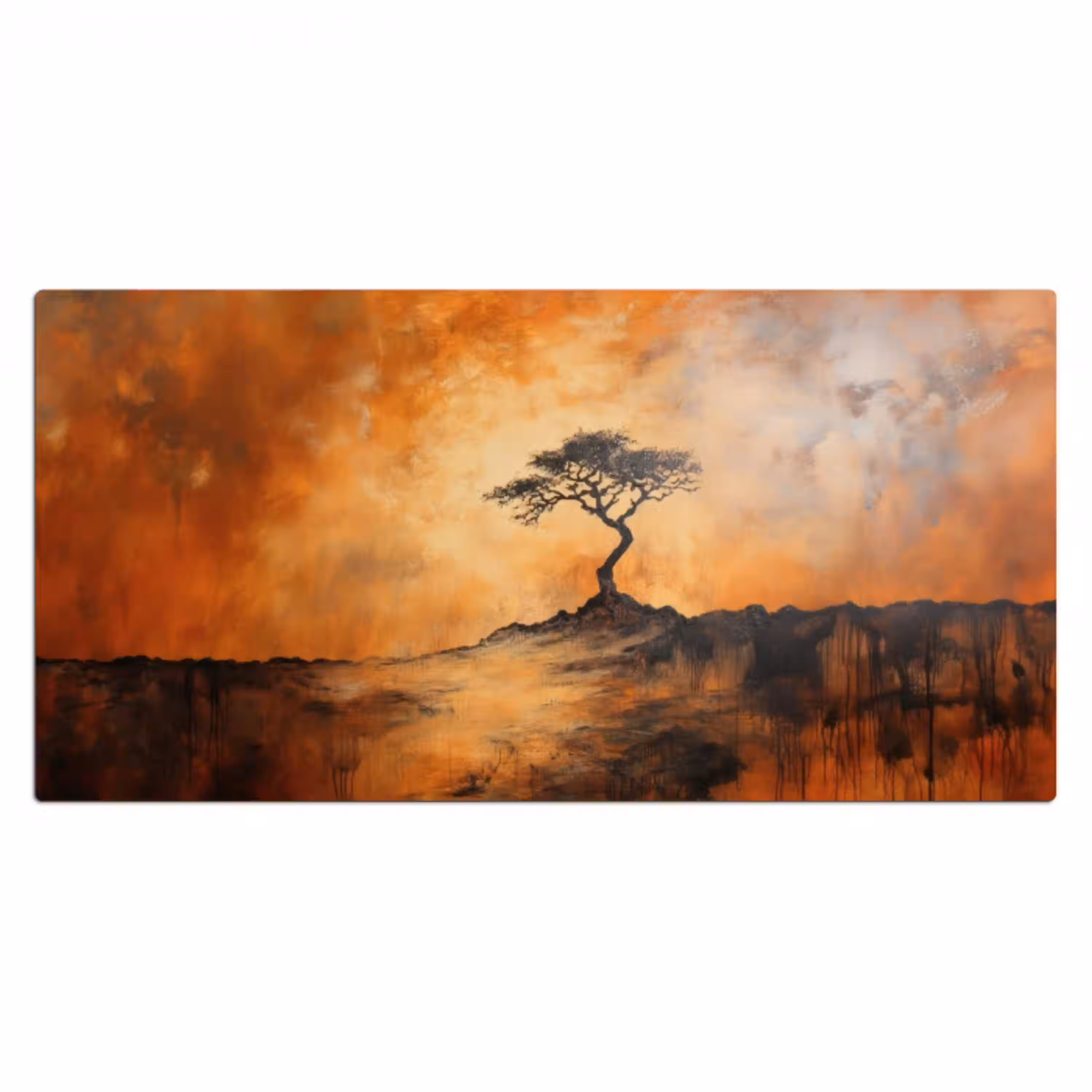 Boom - Landschap - Oranje Muismat XXL klein -3d_leeg