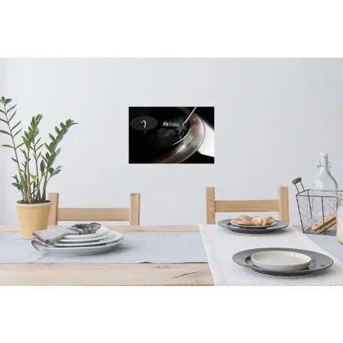 Close-up - Vinylplaat - Platenspeler - Zwart Muursticker klein -eettafel