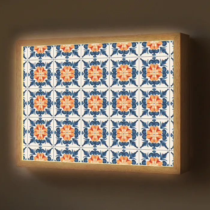 Traditioneel - Tegel - Oranje Light Box met batterij (Wandlamp) middel 907 -z3d_website
