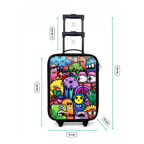 Grappige kleurrijke monsters Kinderkoffer - Zwart klein -productfoto_formaten