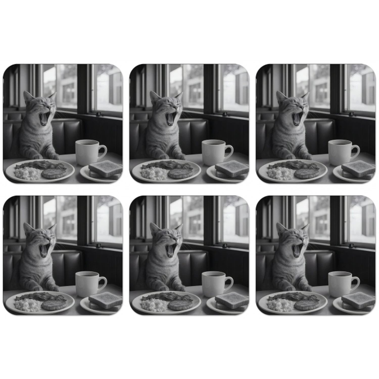 Kat - Koffie - Brood - Zwart onderzetter kurk middel -zkaufland3dotto