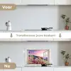 Bergen - Landschap - Doorkijk - Bloemen - Avond - Roze keuken achterwand spatscherm klein -voor_na_NL