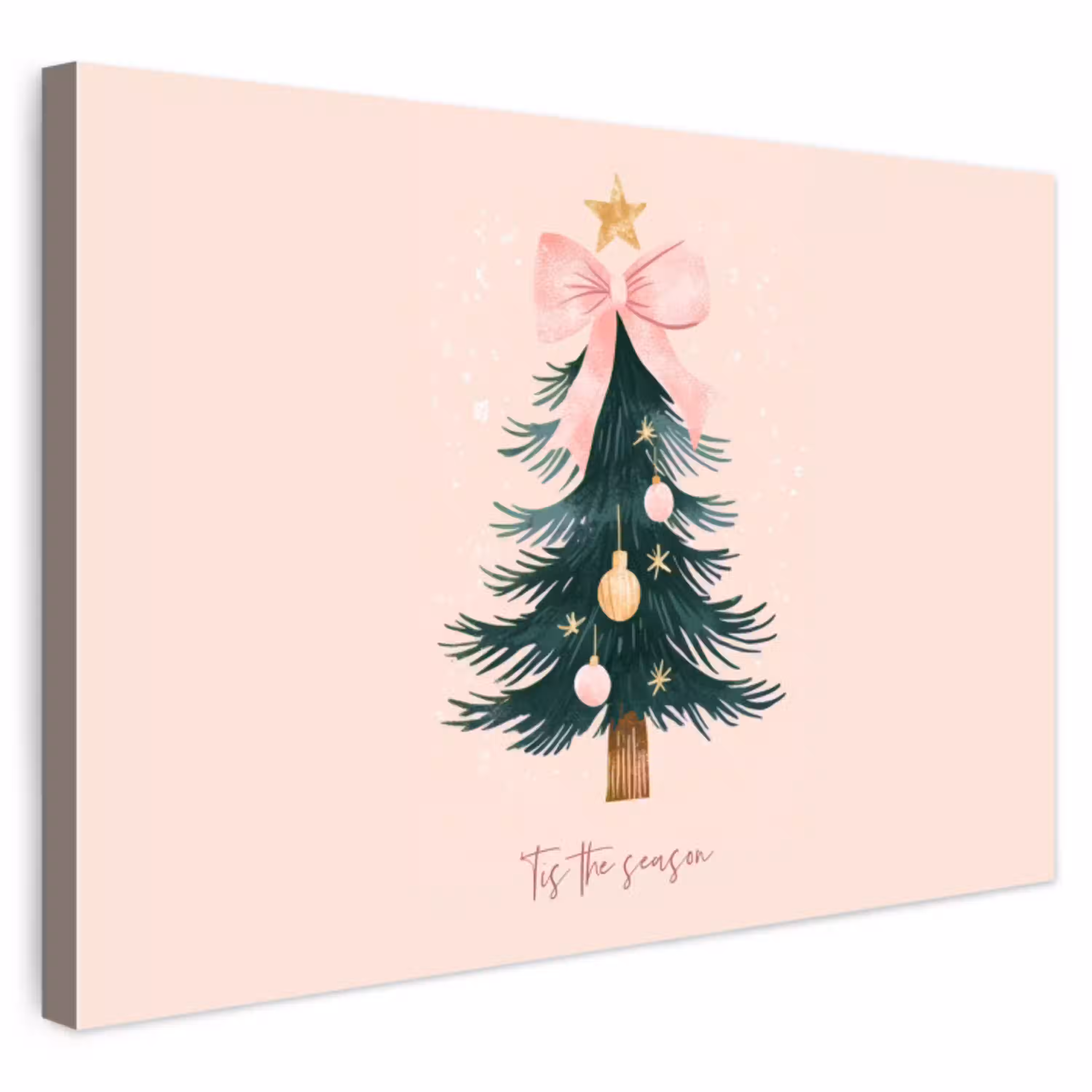 Christmas Season - Kerst - Kerstboom - Roze Tuinposter op houten frame 2 cm dik klein -3d