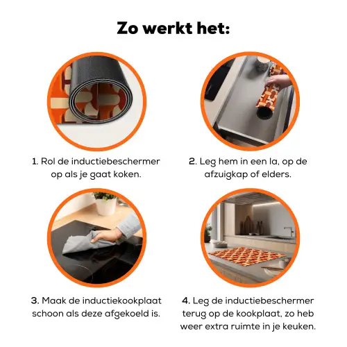 Geometrisch - Retro - Oranje Inductie beschermer vinyl 3mm klein 276 -zzzzzzz-td-werking