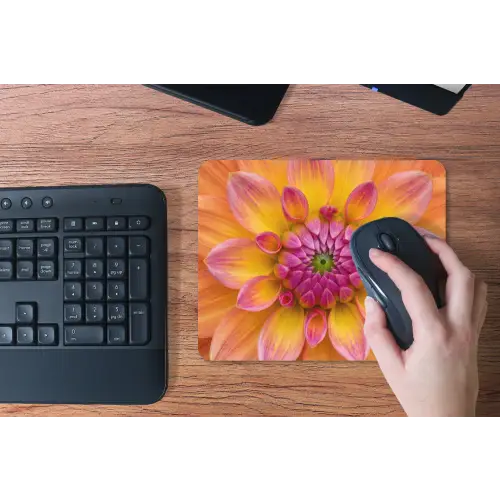 Dahlia - Bloem - Oranje muismat rubber klein -toetsenbord