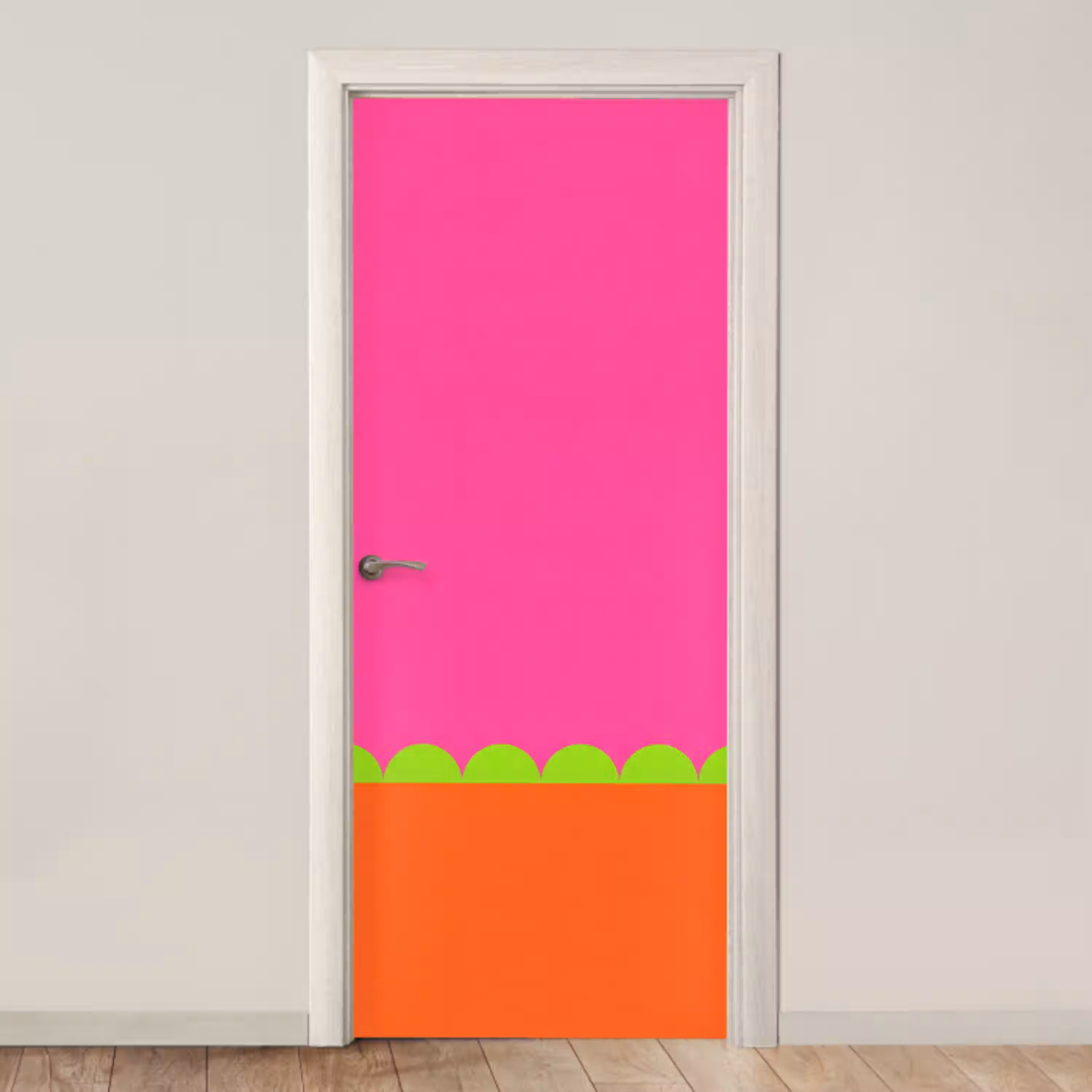 Abstract - Geometrisch - Kleurblokken - Roze - Oranje deurposter klein -3d_beige