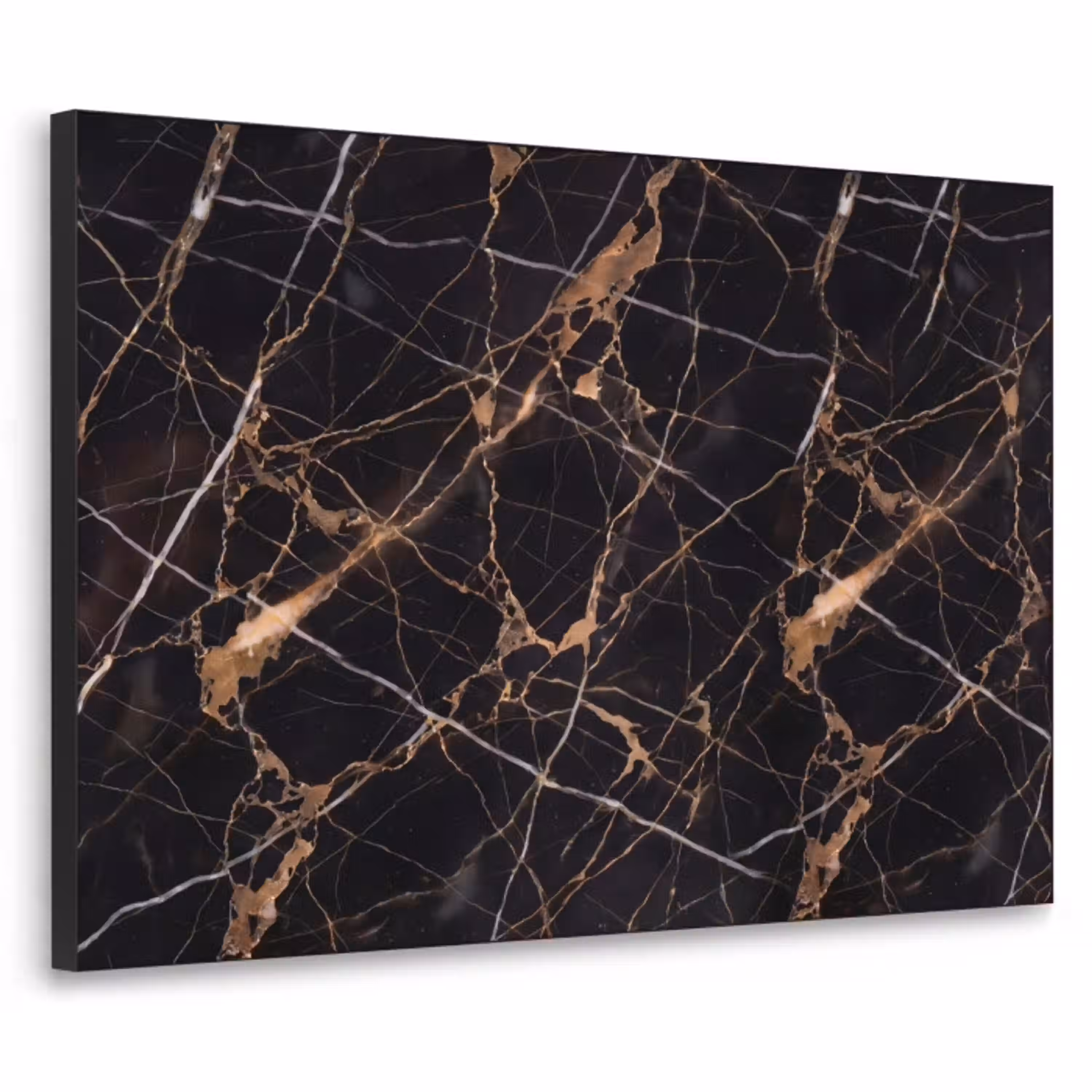 Marmer - Goud - Abstract - Zwart Textielframe zwart klein -3d