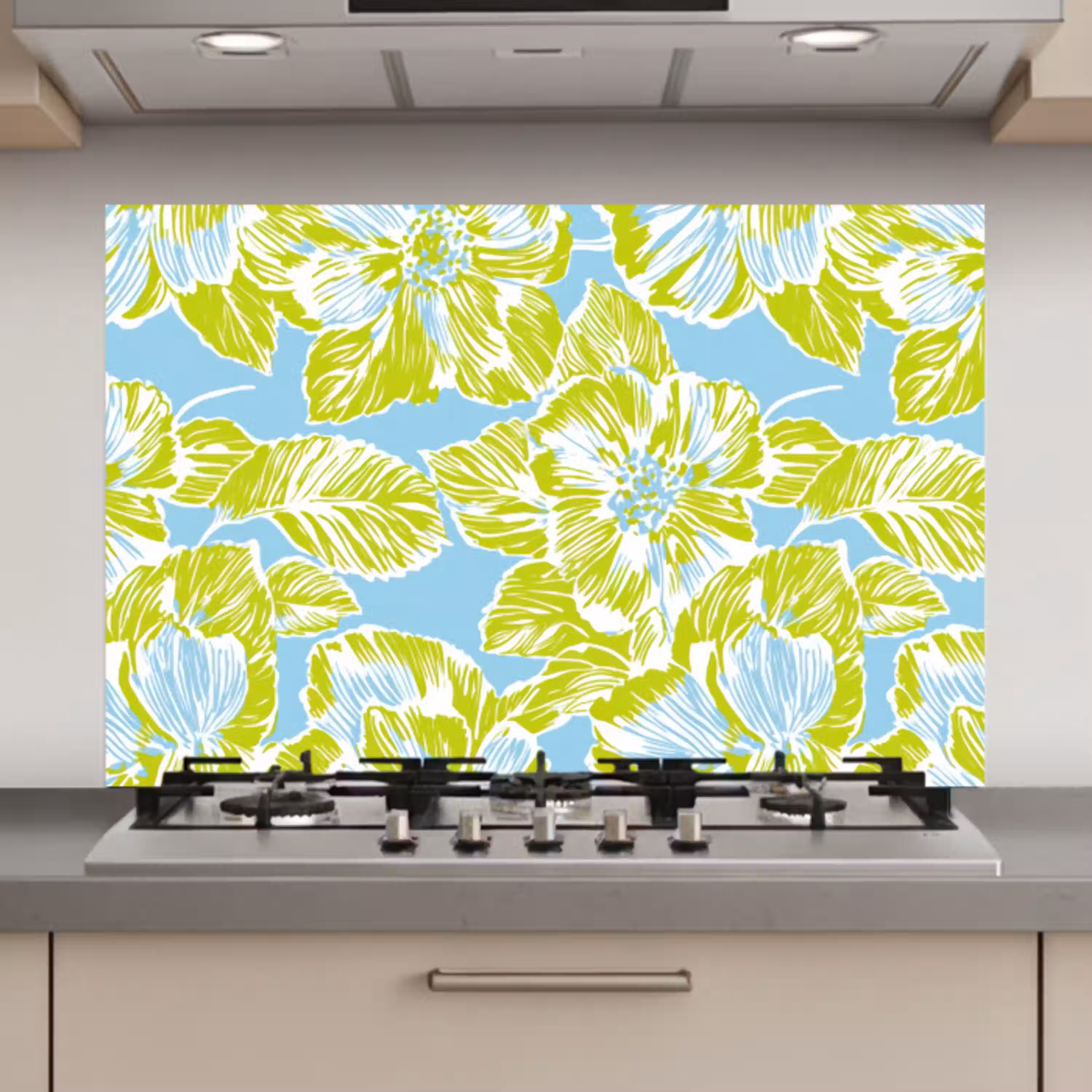 Modern - Bloemen - Groen keuken achterwand spatscherm klein 900 -3d_website