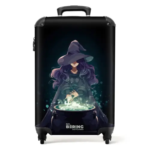 Heks met een borrelende ketel NBS - Handbagage koffer - Kinderen Unisex middel -productfoto_recht