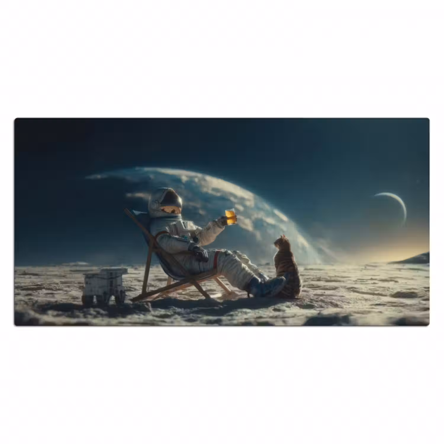 Schreibtischunterlage - Astronaut - Katze - Glas - Stuhl
