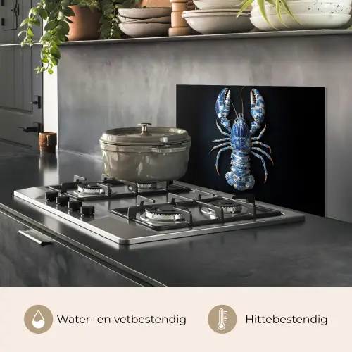 Kreeft - Delftsblauw - Schild - Stoer keuken achterwand spatscherm klein -usp_NL