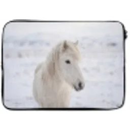 Paard - Kop - Winter - Dieren - Wit laptophoes neopreen klein -zkaufland3dotto