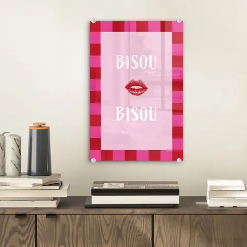 Kiss - Roze - Frans - Valentijn plexiglas 5mm klein -sfeer1
