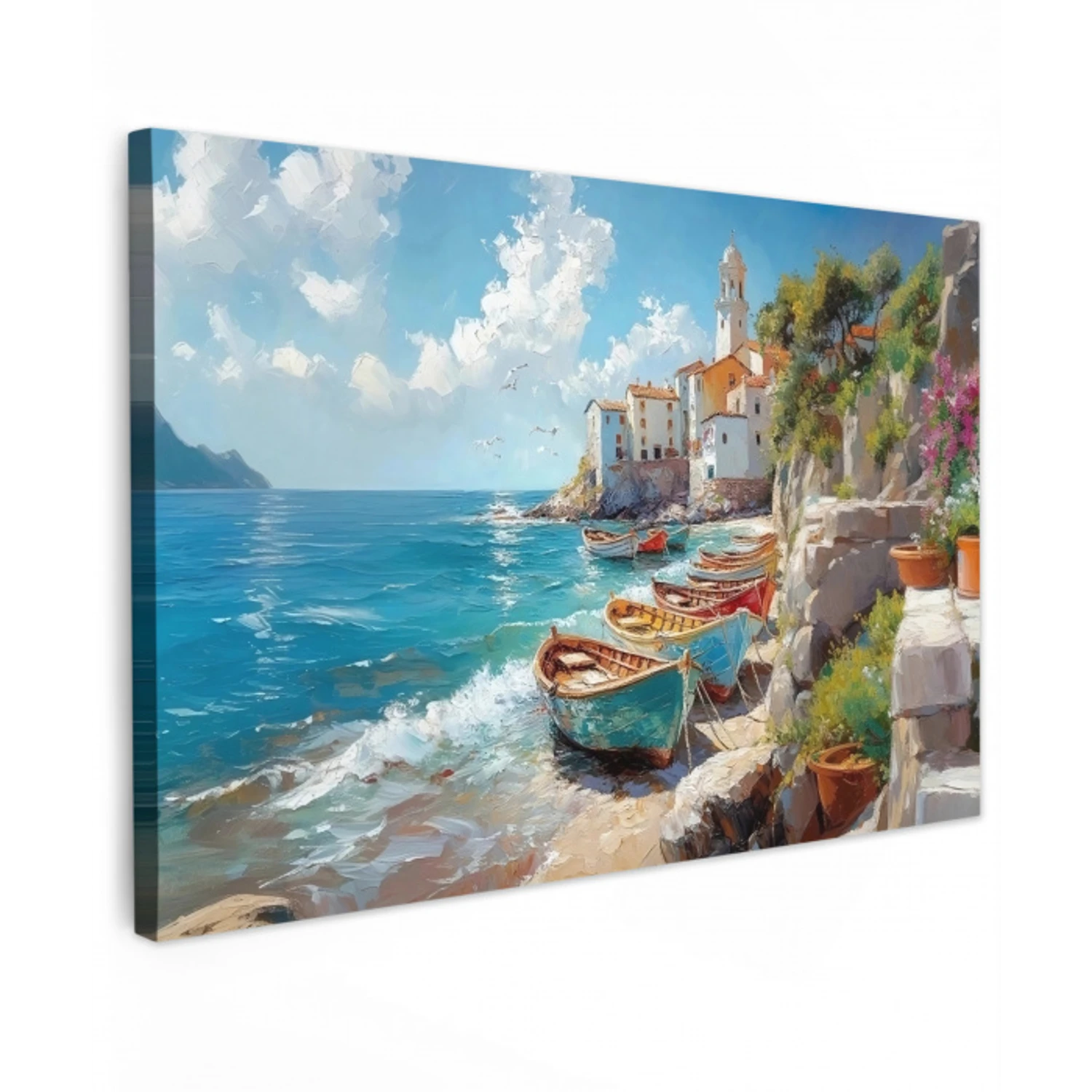 Boten - Rotsen - Zee - Zon canvas 2cm klein -z3d