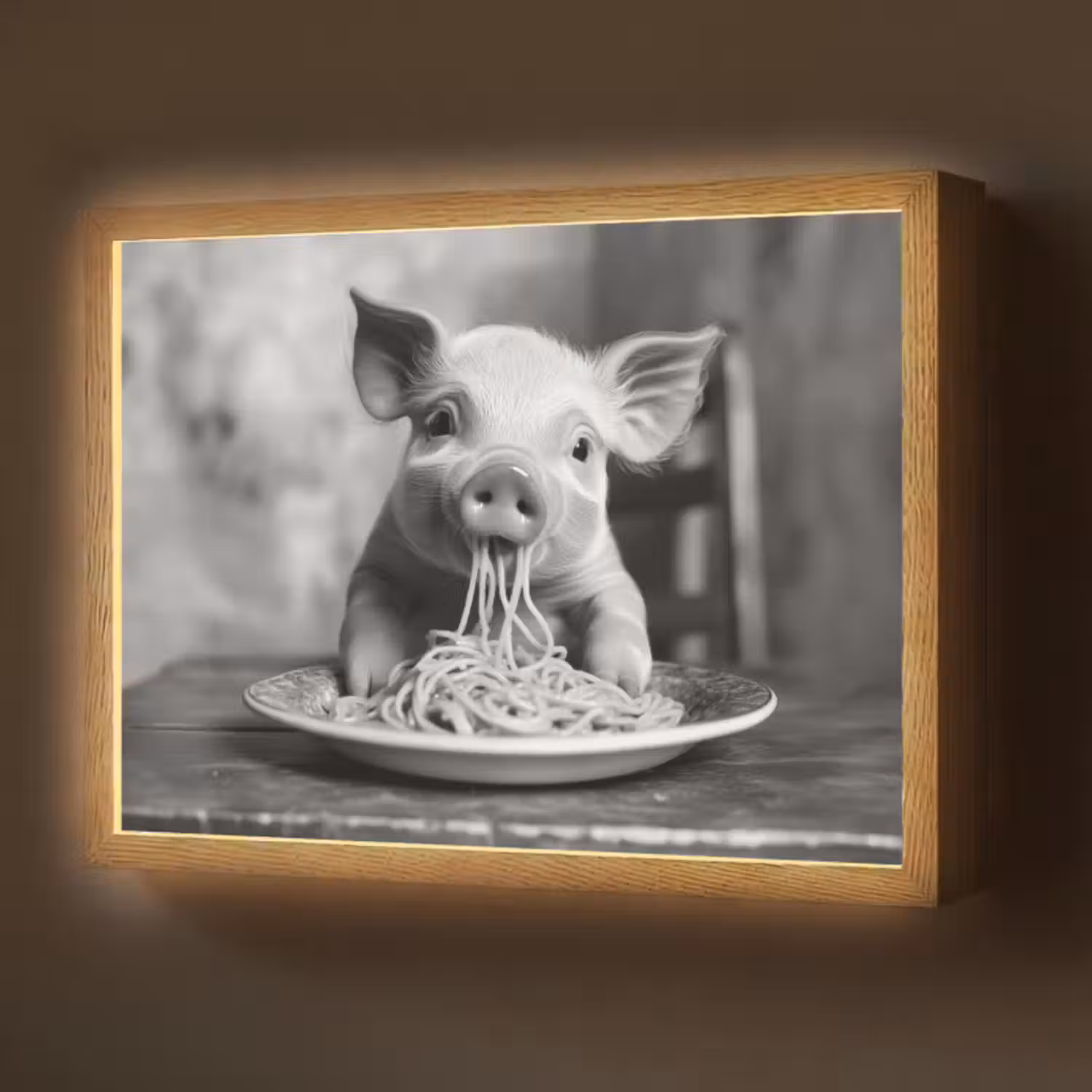 Lightbox - Wandlamp - Varken - Schattig - Spaghetti - Zwart wit - Dier