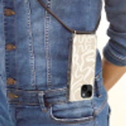 Lijnen - Abstract - Beige - Wit - Minimalistisch Crossbody Case iPhone 14 middel -sfeer2