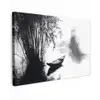 Boot - Rivier - Bamboe - Wit Tuinposter op houten frame 2 cm dik klein -3d