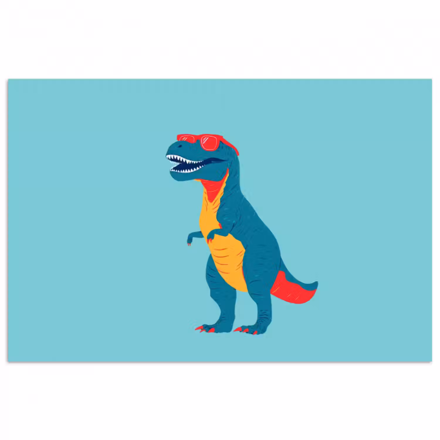 Poster - Dinosaurier - Blau - Sonnenbrille
