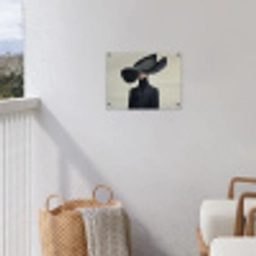 Zwart - Vrouw - Hoed tuinposter los doek klein -sfeer8