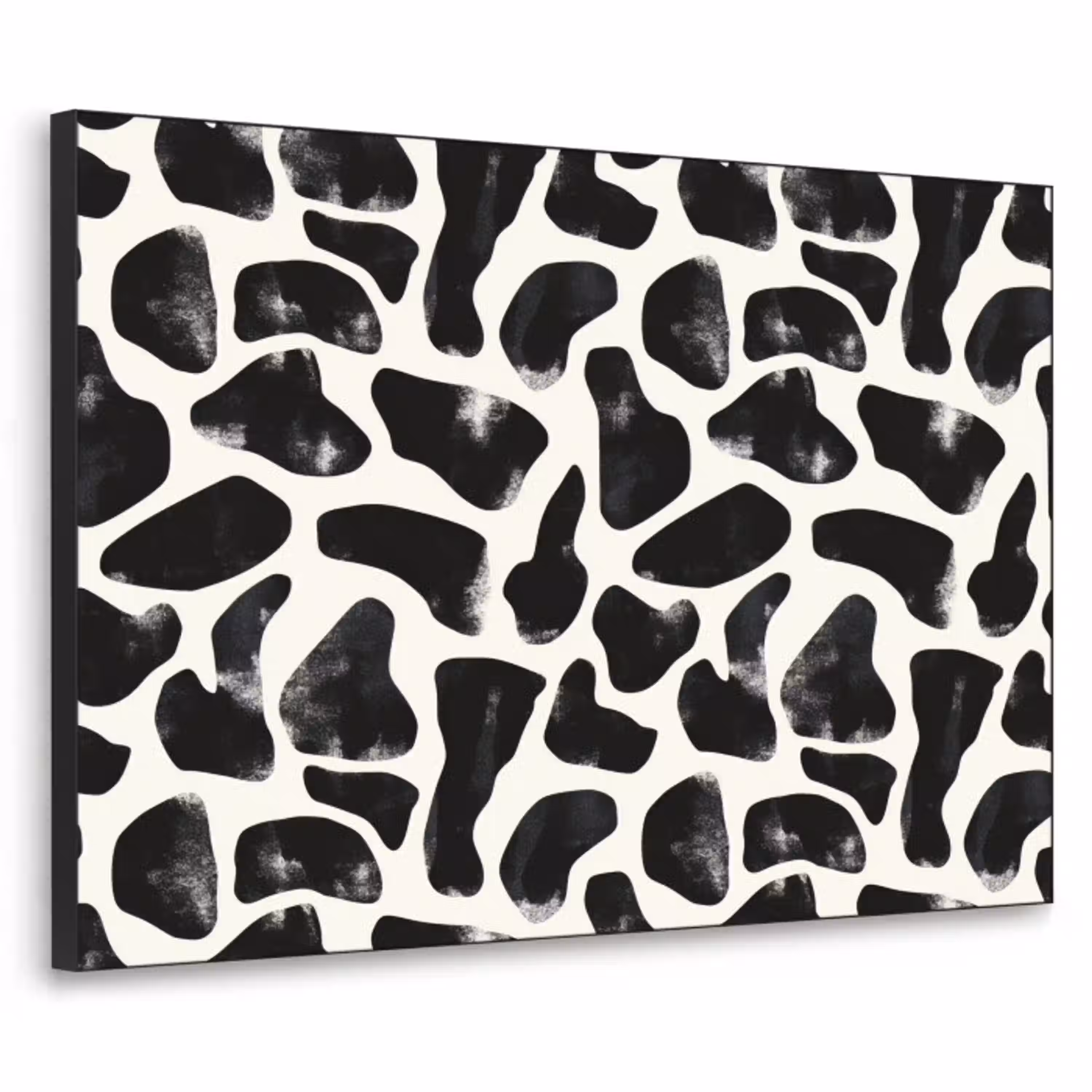 Dierenpatroon - Vlekken - Zwart - Wit Textielframe zwart klein 947 -3d