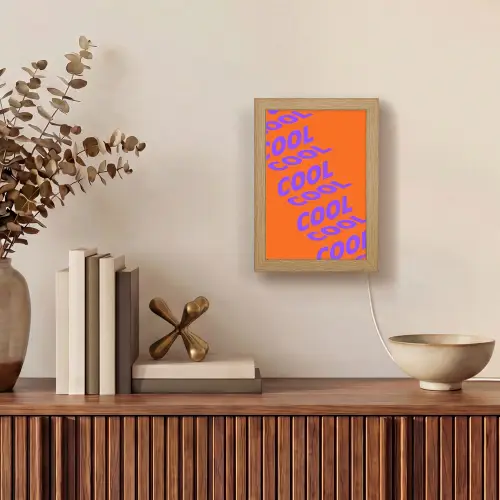 Cool - Paars - Oranje Light Box met kabel (Tafellamp) klein -sfeer2