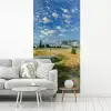 Landschap - Strobalen - Bergen - Wolken fotobehang vinyl groot -woonkamer