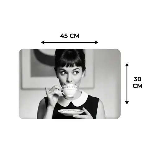 Portret - Thee - Vrouw Placemat vinyl groot -specs