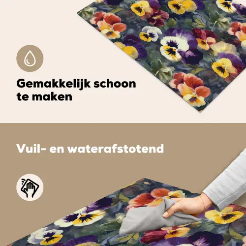 Viooltjes - Paars - Geel - Groen Inductie beschemer met haakjes klein 777 -ky-schoon-nl