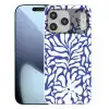 Bloemen patroon - Blauw - Wit - Bladeren Telefoonhoesje iPhone 17 Pro Max klein -3d