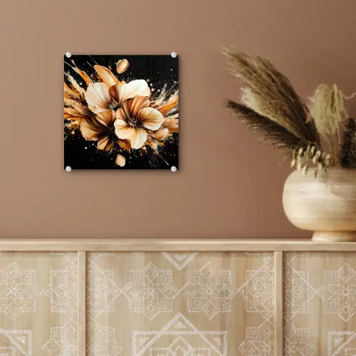 Bloemen - Goud - Graffiti - Zwart - Abstract plexiglas 5mm klein -sfeer5