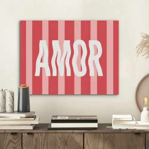 Amor - Strepen - Rood - Roze PET vilt klein -sfeer1