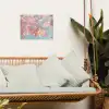 Eikenbladeren - Takken - Roze tuinposter los doek klein -sfeer7