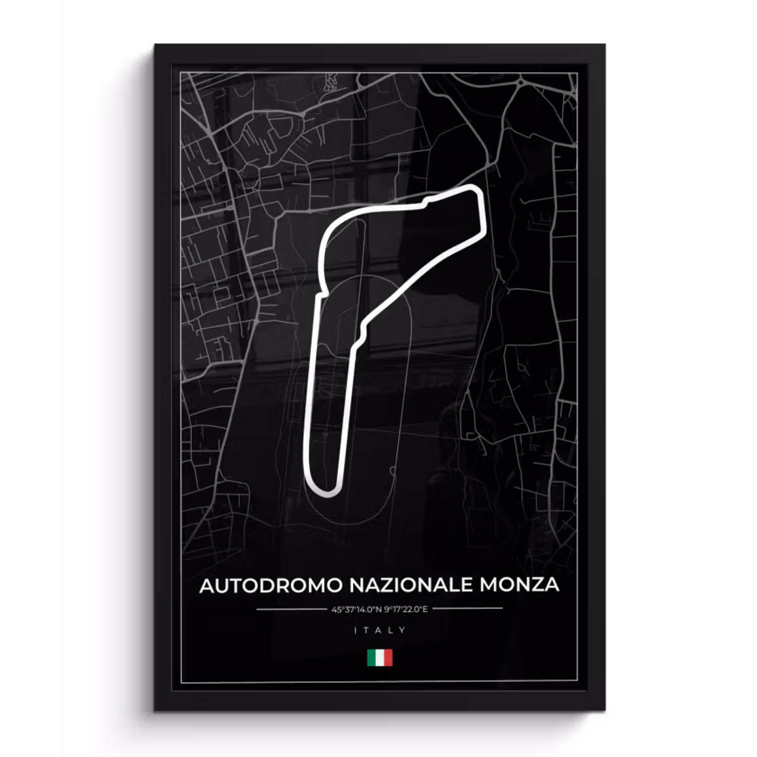 Poster met lijst - Racing - F1 - Circuit - Italië - Autodromo Nazionale Monza - Zwart
