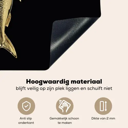 Vis - Zwart - Goud - Tekst Inductie beschemer met haakjes klein -ky-onderkant-nl