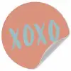 XOXO - Blauw - Perzikkleur Wandcirkel behangsticker klein -3d