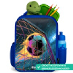 Neon - Net - Voetbal - Kleurrijk Kinderrugzak - Blauw middel -inhoud_NL