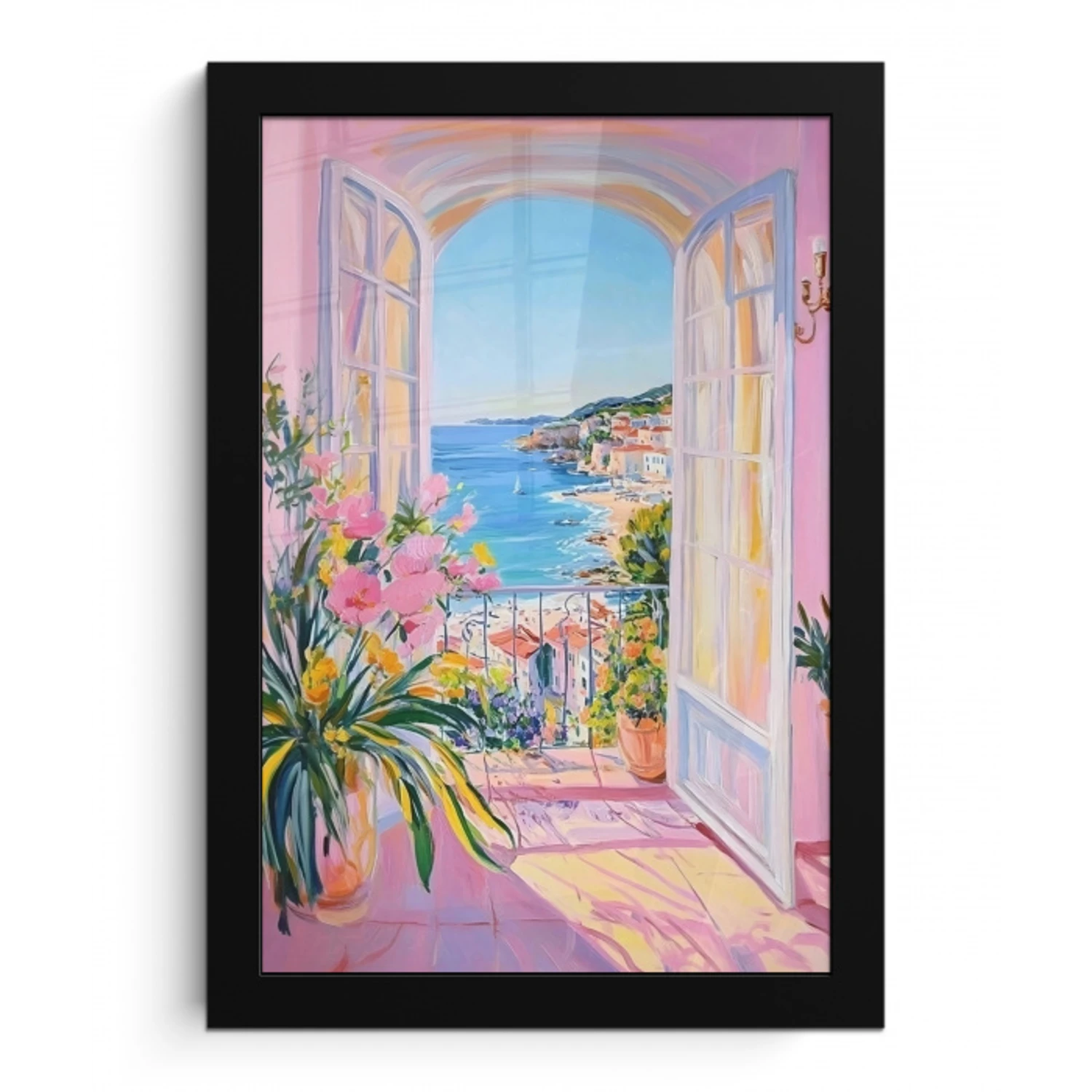 Roze - Buiten - Verf fotolijst zwart zonder passe partout klein -3d